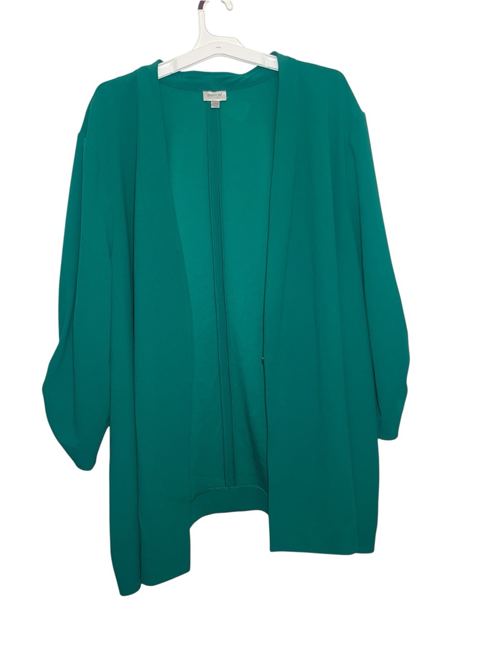Avenue Teal Open Draped Cardigan